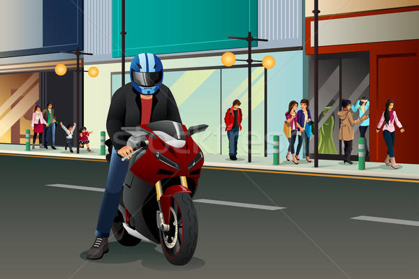 Biker Riding Motorbike Stock photo © artisticco