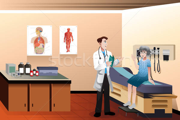 Médico paciente clínica médico do sexo masculino senior mulher Foto stock © artisticco