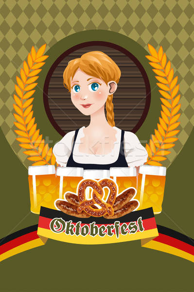 Stock photo: Oktoberfest Poster With Bavarian Woman