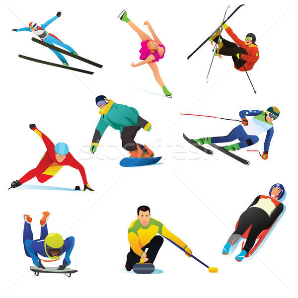 Winter sport iconen oefening cartoon Stockfoto © artisticco