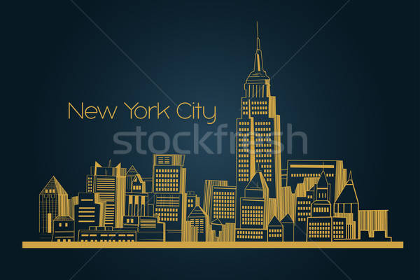 New York City fundal clădirilor zgârie-nori desen poster Imagine de stoc © artisticco