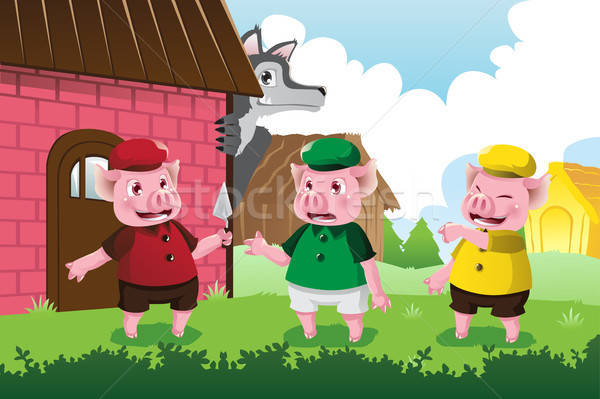 Kurt üç küçük domuzlar Stok fotoğraf © artisticco