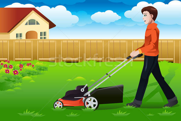 Man mowing the lawn Stock photo © artisticco