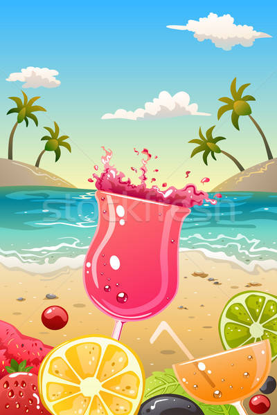 Summer poster with fresh fruit and drinks Stock photo © artisticco