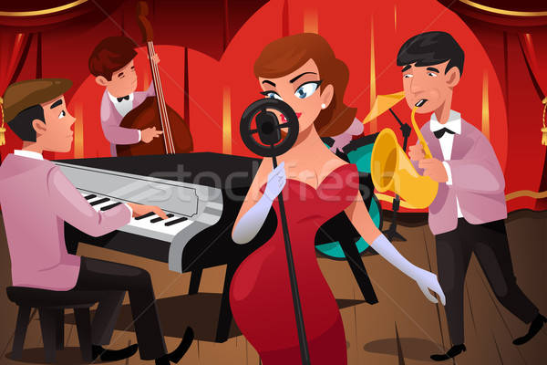 Stock photo: Jazz Band with a Female Singer