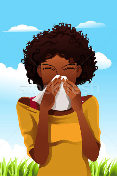 Stock photo: Sneezing woman