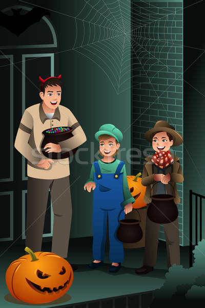 Little Kids Wearing Halloween Costumes Stock photo © artisticco