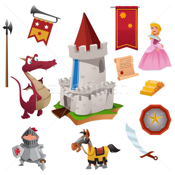 Knight and Dragon Icons Stock photo © artisticco