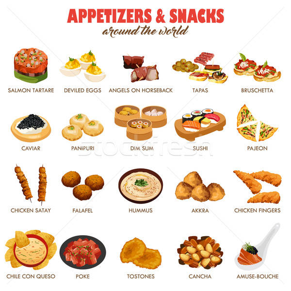 Appetizers and Snacks Icons Stock photo © artisticco