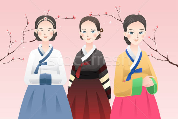 Women wearing traditional Korean outfit Stock photo © artisticco