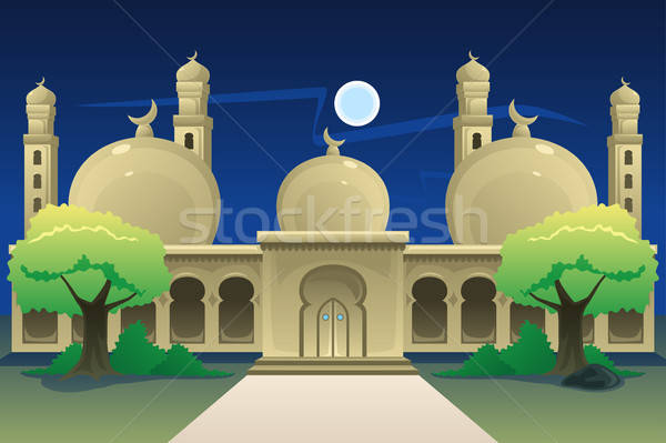 Iszlám mecset éjszaka idő ima rajz Stock fotó © artisticco