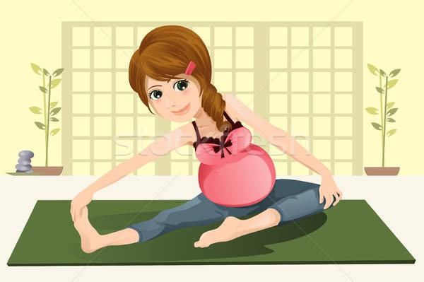 Yoga Dehnung Schwangerschaft Mädchen Sport Stock foto © artisticco