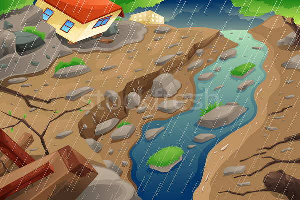 Monção chuva inundação casa natureza tempestade Foto stock © artisticco