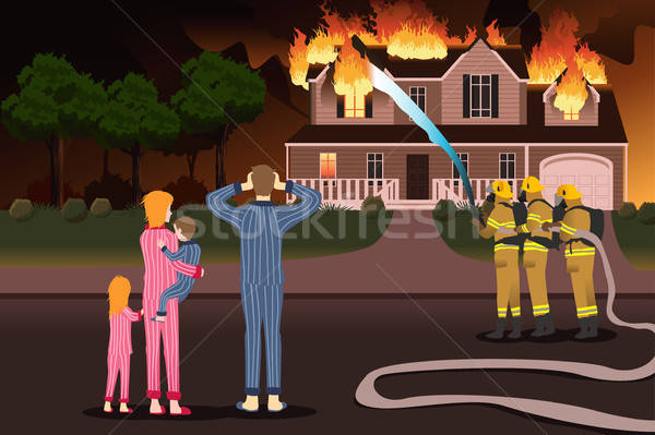 Firemen Putting Out Fires of a Burning Home vector illustration ©  artisticco (#8905542) | Stockfresh
