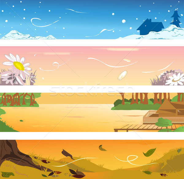 Four seasons bannere vector ilustratii patru diferit Imagine de stoc © artisticco