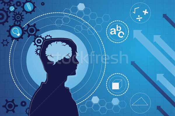 Emberi agy funkció férfi fej gondolkodik rajz Stock fotó © artisticco