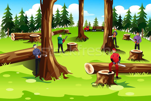 People Cutting Down Trees Stock photo © artisticco