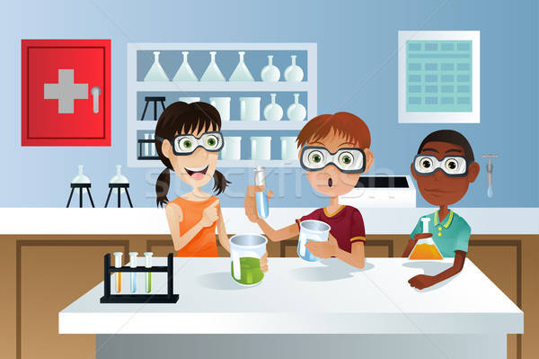 Students in science project Stock photo © artisticco