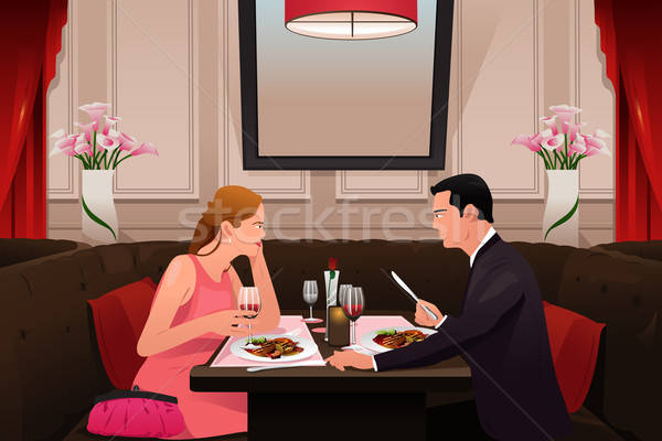 Couple Valentin dîner fille sourire homme [[stock_photo]] © artisticco