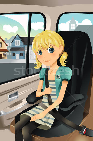 Fată maşină scaun drăguţ şedinţei Imagine de stoc © artisticco