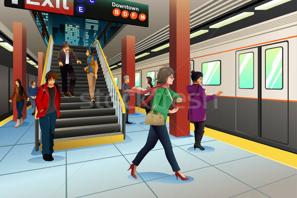 Metrô estação mulher menina feminino desenho Foto stock © artisticco