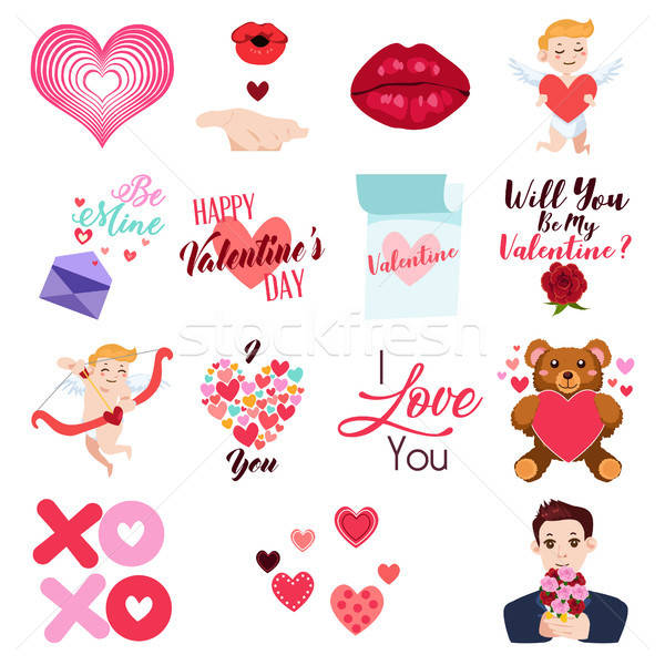 Valentine Day Icons and Clip Arts Illustration Stock photo © artisticco