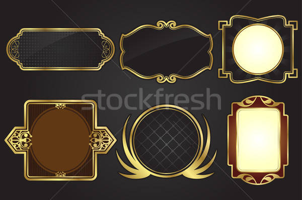 Stock photo: Black and gold frames