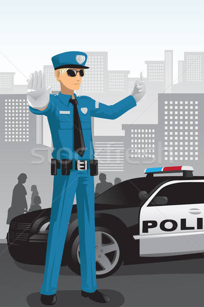 Politieagent gebouw stad politie baan verkeer Stockfoto © artisticco