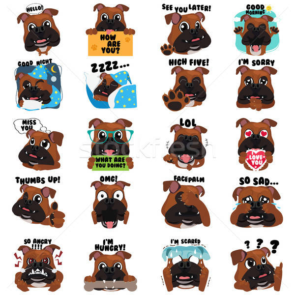 Bulldog kutya emotikon állat rajz kutyakölyök Stock fotó © artisticco