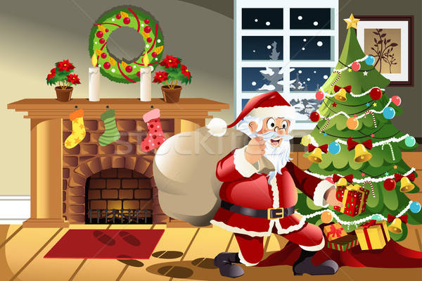 Santa Claus carrying Christmas presents Stock photo © artisticco