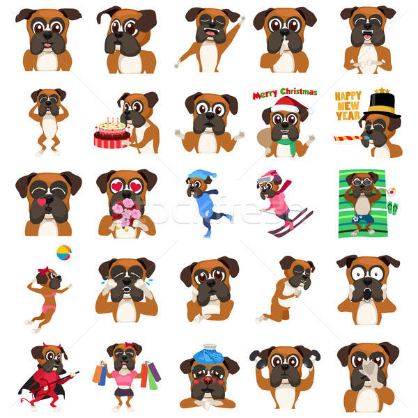 Stock photo: Boxer Dog Emoji Emoticon Expression