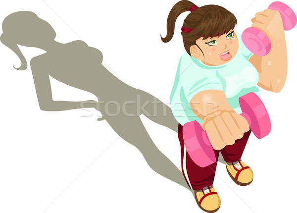 Overweight girl exercising Stock photo © artisticco