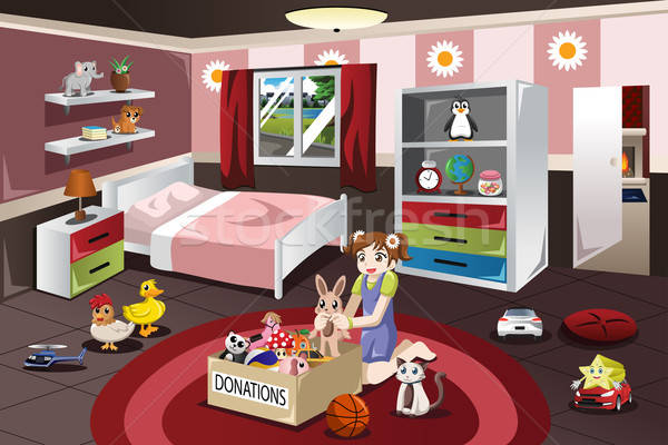 Girl Donating Her old Toys Stock photo © artisticco