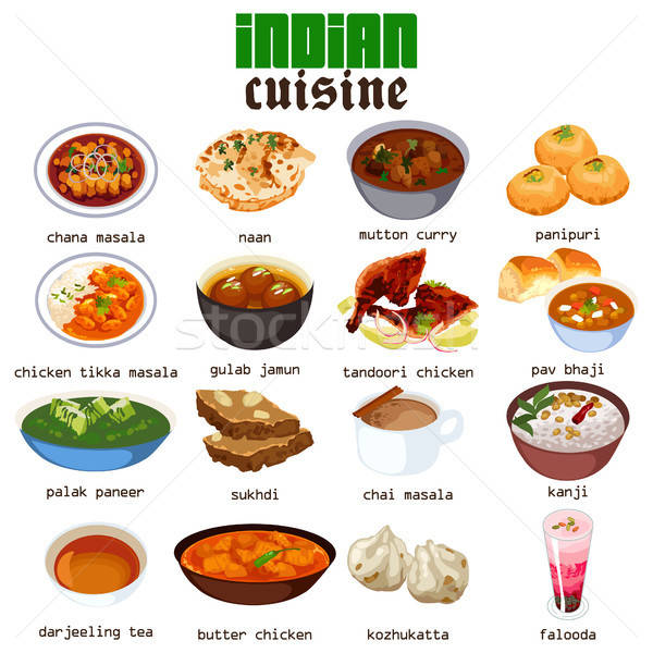 Nourriture indienne cuisine illustration asian dessin modernes [[stock_photo]] © artisticco