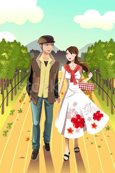 Couple walking in a winery Stock photo © artisticco