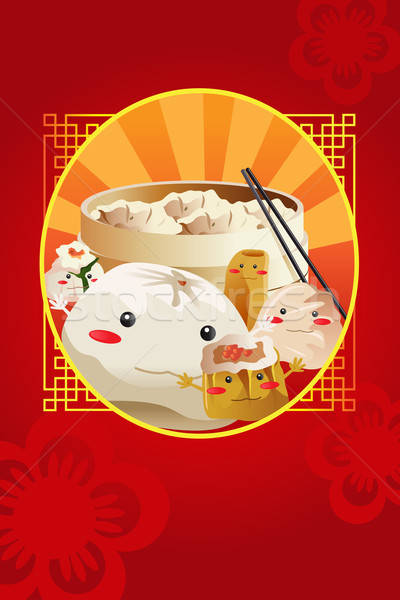Chinese dim sum, used for restaurant menu cover Stock photo © artisticco