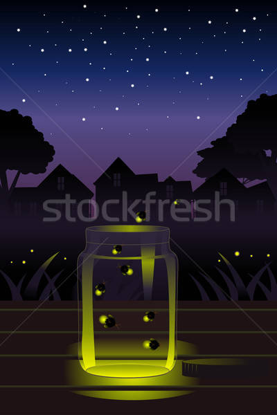 Fireflies in the jar Stock photo © artisticco
