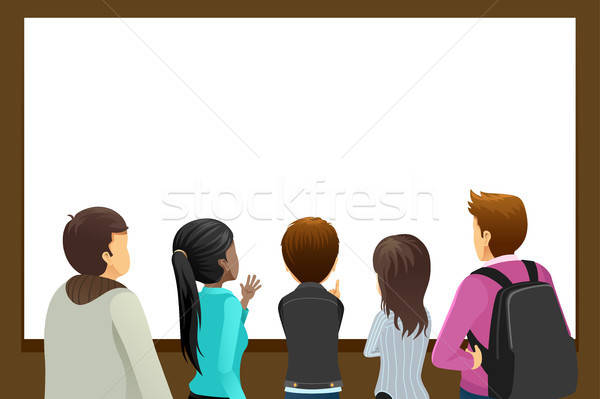 Groupe de gens regarder espace de copie mur groupe écran [[stock_photo]] © artisticco