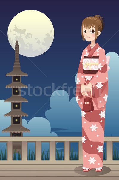 Stock photo: Japanese kimono girl