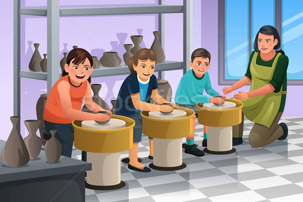 Enfants poterie classe groupe enfants argile [[stock_photo]] © artisticco