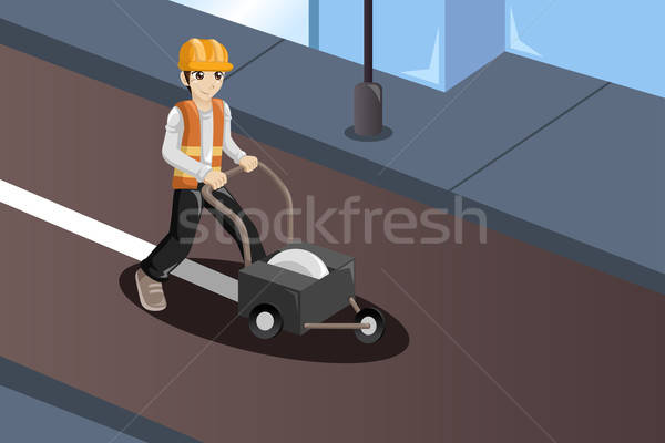 Road worker painting the road lines Stock photo © artisticco