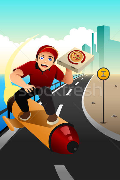 Pizza delivery guy deliver the pizza Stock photo © artisticco