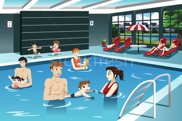 Parents and Babies Swimming Stock photo © artisticco
