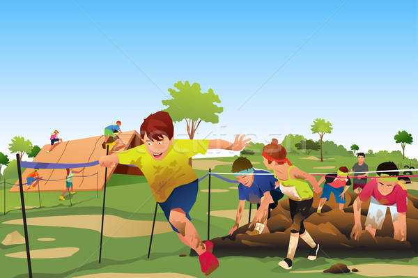 Kids Competing in a Obstacle Running Course Competition Stock photo © artisticco