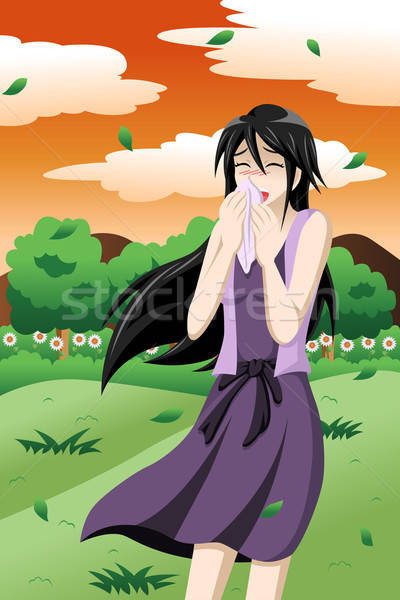Woman having allergy outdoor Stock photo © artisticco