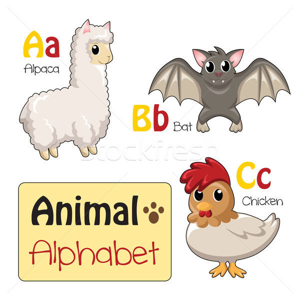 Alphabet Tiere Kinder Bildung Huhn Karikatur Stock foto © artisticco