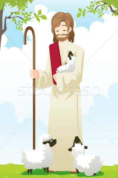 Jezusa pasterz dwa owiec kościoła boga Zdjęcia stock © artisticco