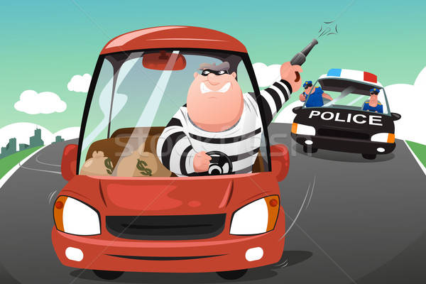 Police chasing criminals in a car on the highway Stock photo © artisticco