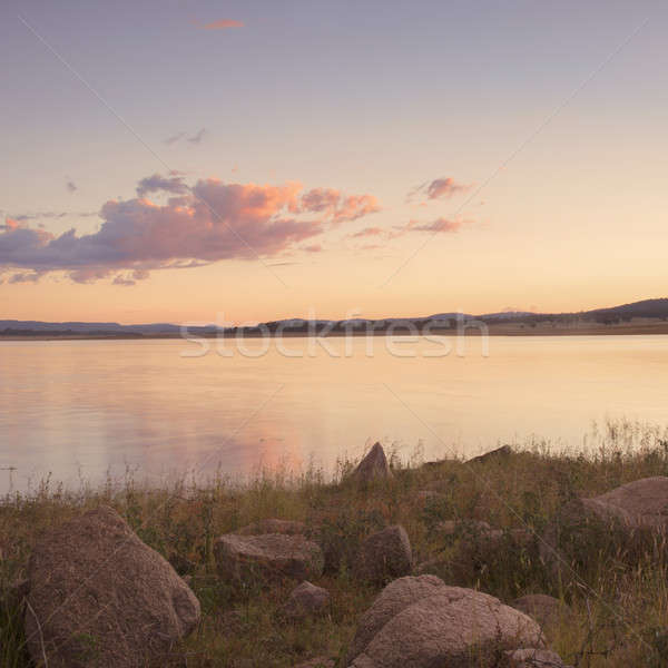 湖 昆士蘭 晚 下午 水 雲 商業照片 © artistrobd