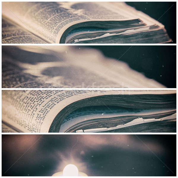 ストックフォト: 聖書 · キャンドル · 低い · 光 · シーン · パネル